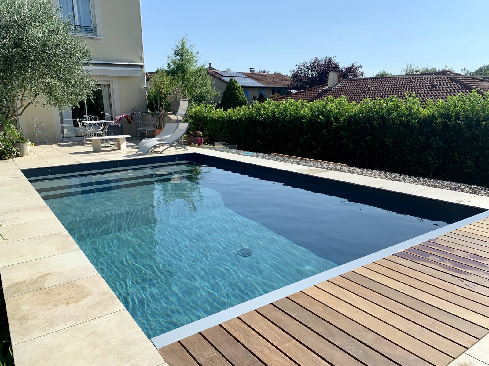 Construction d'une piscine rectanguliare à Saint Didier au Mont d'Or
