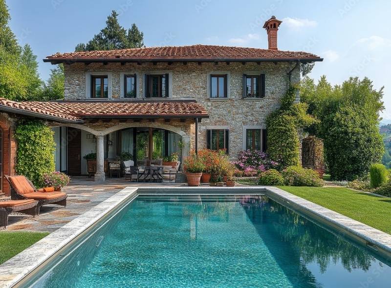 Piscine béton 9x4 avec liner sable à Trévoux  avec Installation écologique et design moderne