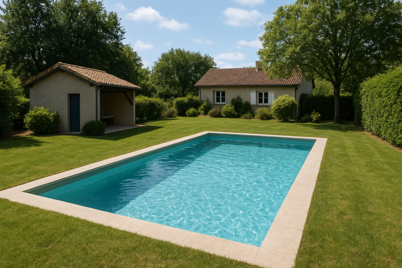 Réalisation d'une piscine rectangulaire de 8 m x 4 m située à Villefranche