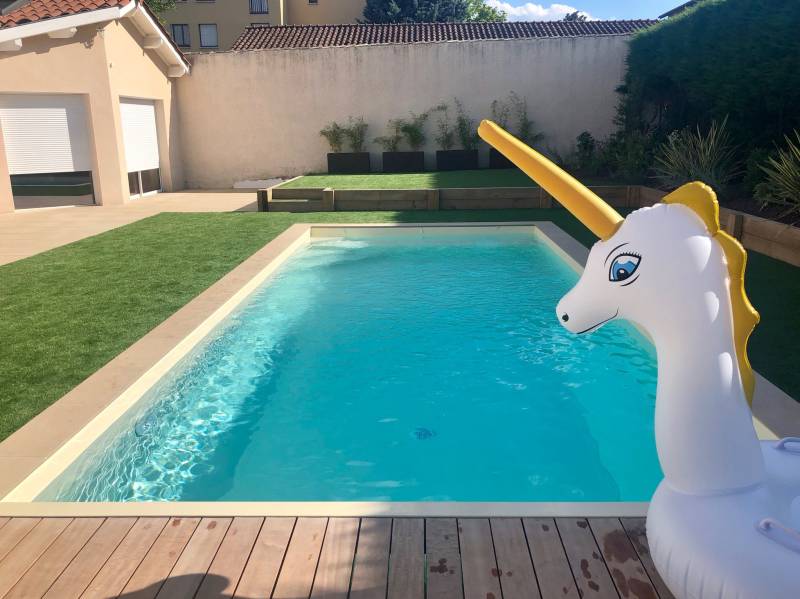 Réalisation d'une piscine rectangulaire de 6 m x 3 m à Grièges