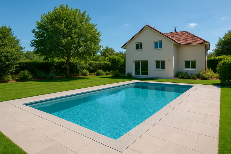 Réalisation d'une piscine rectangulaire de 8 m x 4 m située à Ecully