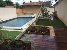 Une création de piscine rectangulaire 7 m x 3 m à Miribel